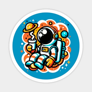 Astronaut's Space Coffee Adventure Magnet